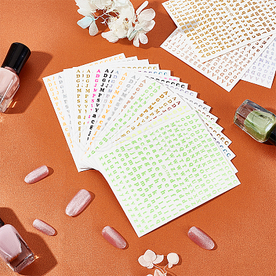24 Sheets 12 Colors Letter Style Plastic Nail Art Stickers MRMJ-OC0003-21-1