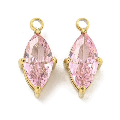 PVD Vacuum Plating 304 Stainless Steel Cubic Zirconia Pendants STAS-L278-006G-02-1
