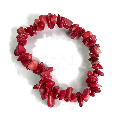 Synthetic Coral Stretch Bracelets LS-PW-WG56138-23-1