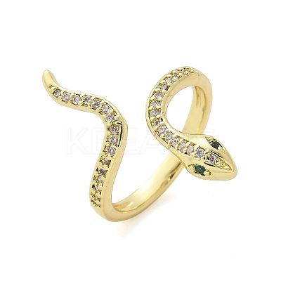 Brass Micro Pave Cubic Zirconia Cuff Rings for Women RJEW-Z084-01G-05-1