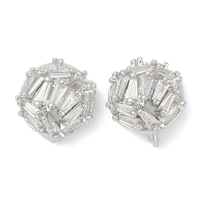 Brass Micro Pave Cubic Zirconia Stud Earring Findings LS-KK-Z094-12P-1