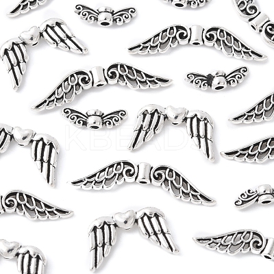 75Pcs 3 Styles Tibetan Style Alloy Fairy Wing Beads TIBEB-FS0001-15-1