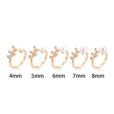 Leaf Shape Brass Micro Pave Clear Cubic Zirconia Cup Peg Ring Settings KK-T076-15G-1