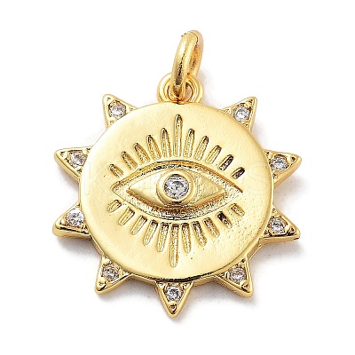 Rack Plating Brass Micro Pave Cubic Zirconia Pendants KK-Z071-77G-01-1