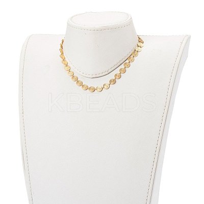 Brass Flat Round Link Chain Necklaces NJEW-JN03361-1