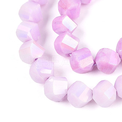 Anti-Tarnish Electroplate Glass Beads Strands GLAA-T025-8mm-14G-1