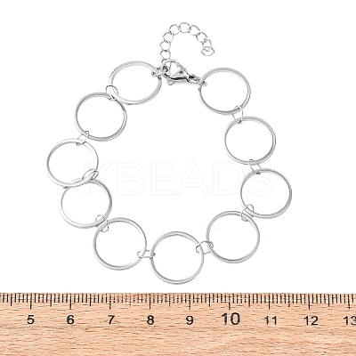 304 Stainless Steel Ring Link Chain Bracelets BJEW-P373-02C-P-1