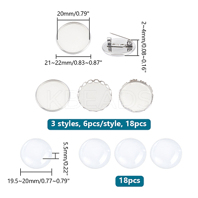 DIY Blank Dome 304 Stainless Steel Brooch Making Kit DIY-UN0056-17-1