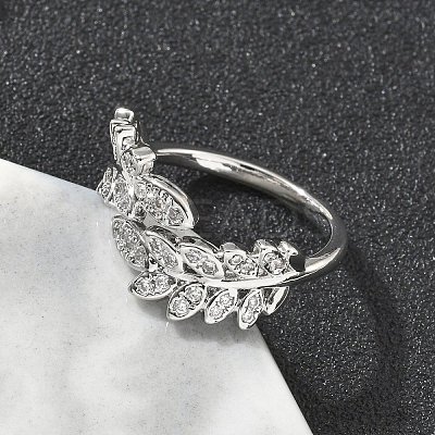 Brass Micro Pave Cubic Zirconia Cuff Rings for Women RJEW-D322-05P-1