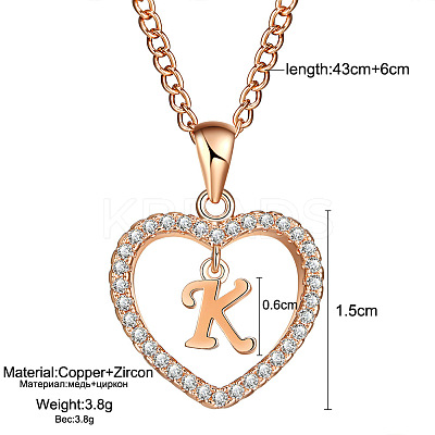 Alloy Crystal Rhinestone Heart with Initial Pendant Necklaces WGD4CFD-11-1