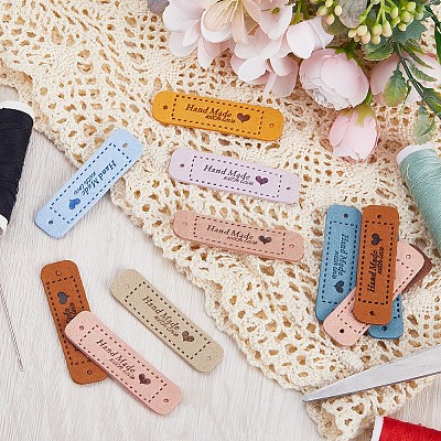 45Pcs 9 Colors PU Leather Label Tags DIY-GF0008-52-1