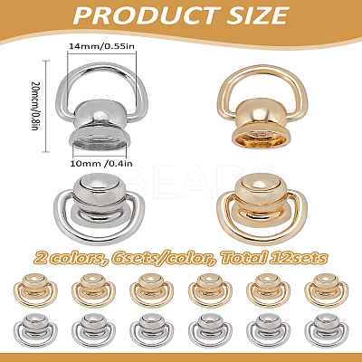 12Sets 2 Colors Alloy & Iron Ball Studs Rivets FIND-LP0004-06-1