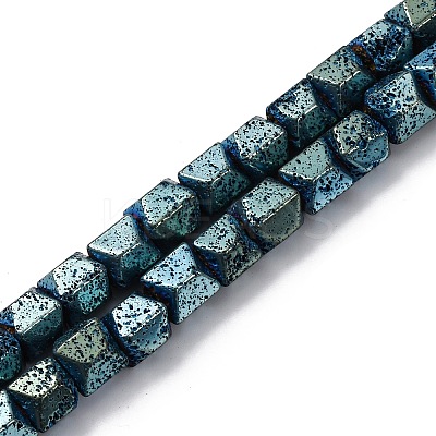 Electroplated Natural Lava Rock Beads Strands G-A256-D01-01F-1