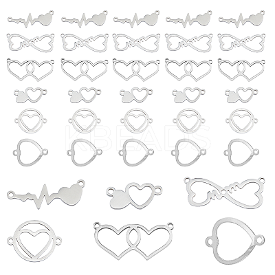 36Pcs 6 Styles 201 Stainless Steel Connector Charms STAS-DC0014-56-1