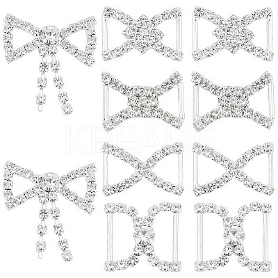 10Pcs 5 Styles Iron & Brass Brass Crystal Rhinestone Shoe Decoration FIND-HY0003-99-1