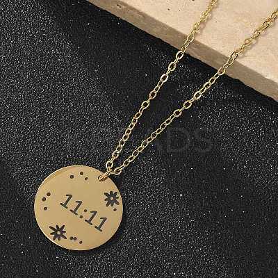 304 Stainless Steel Number 11:11 Pendant Necklaces NJEW-NH0002-01G-02-1