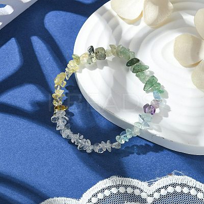 Natural Green Aventurine & Quartz Crystal & Prehnite & Citrine Chips Beaded Stretch Bracelets for Women BJEW-JB10875-1
