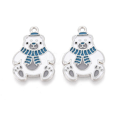 Rack Plating Alloy Enamel Bear Pendants ENAM-T024-74A-P-1