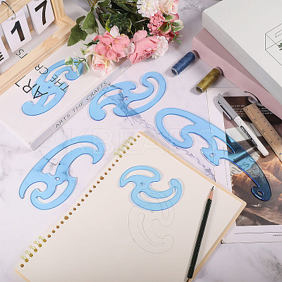 5Pcs 5 Styles Acrylic Drawing Template Measuring Ruler Set TOOL-WH0242-001-1