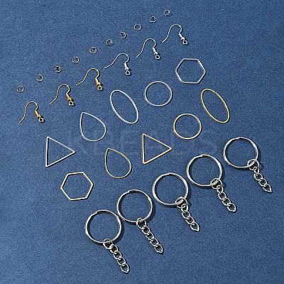DIY Hexagon/TeardropOval/Triangle Brass Dangle Earring Jewelry Making Kits DIY-FS0007-62-1