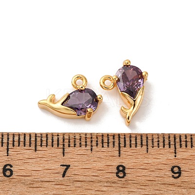 Brass Micro Pave Cubic Zirconia Pendants KK-K382-29G-01-1