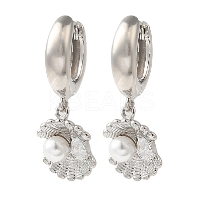 Rack Plating Brass Micro Pave Clear Cubic Zirconia Hoop Earrings EJEW-B062-37P-1