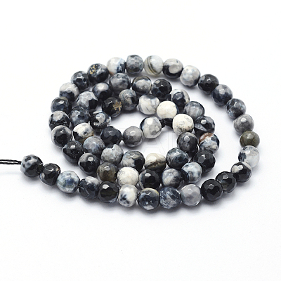 Faceted Natural Fire Crackle Agate Beads Strands G-F447-8mm-B06-1
