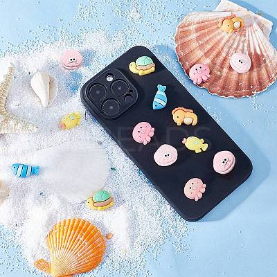 64Pcs 8 Styles Opaque Resin Sea Animals Cabochons CRES-SC0002-63-1
