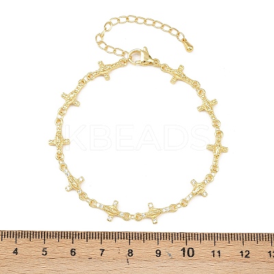 Virgin Mary Theme Brass Micro Pave Clear Cubic Zirconia Link Chain Bracelets for Women BJEW-A090-08A-G-1