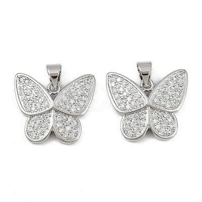 Brass Micro Pave Clear Cubic Zirconia Pendants KK-C109-01P-1