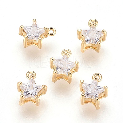 Brass Cubic Zirconia Charms X-KK-R015-108G-1