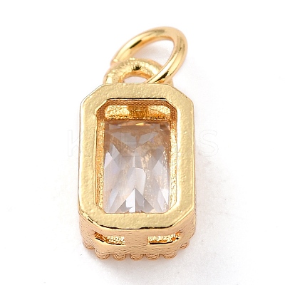 Real 18K Gold Plated Brass Inlaid Cubic Zirconia Charms X-ZIRC-L100-075G-03-1