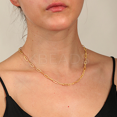 201 Stainless Steel Paperclip Chain Necklaces for Women KC1989-1