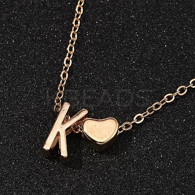Alloy Letter Heart Pendant Necklaces for Women NJEW-FS0001-09K-1