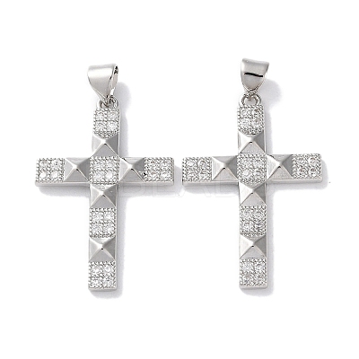 Rack Plating Brass Micro Pave Cubic Zirconia Pendants KK-Z039-04P-1