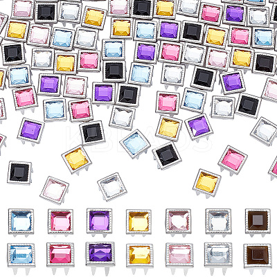 105Pcs 7 Colors Brass Rhinestone Claw Beads KK-WR0001-02-1