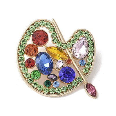 Color Palette Alloy Rhinestone Brooches for Backpack Clothes JEWB-M067-02G-1