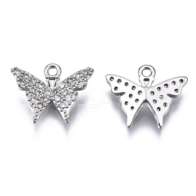 Brass Micro Pave Clear Cubic Zirconia Charms ZIRC-S069-022P-1
