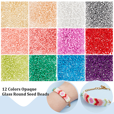 12Bags 12 Colors Opaque Glass Round Seed Beads GLAA-PH0003-32-1