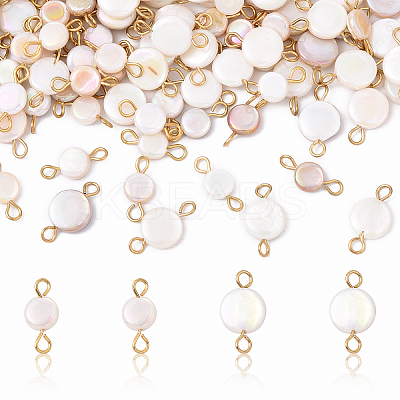 100Pcs 2 Styles AB Color Plated Natural Freshwater Shell Connector Charms PALLOY-YW00119-1