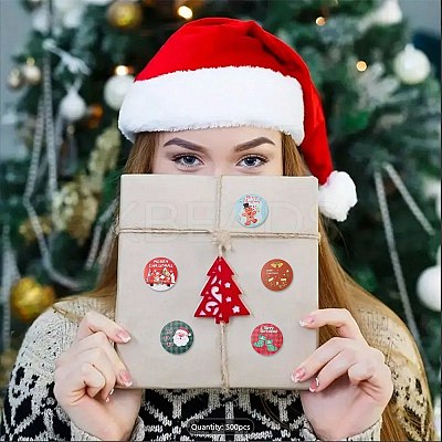 3 Rolls 3 Styles Christmas Round Dot Self Adhesive Paper Stickers Roll DIY-FS0010-32B-1