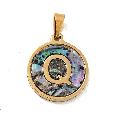 PVD Vacuum Plating 304 Stainless Steel with Paua Shell Pendants STAS-G268-02Q-G-1
