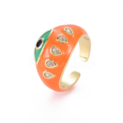 Brass Micro Pave Colorful Cubic Zirconia Cuff Rings RJEW-S044-158-NF-1