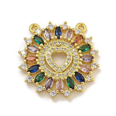 Rack Plating Brass Micro Pave Cubic Zirconia Pendants KK-C074-26G-1