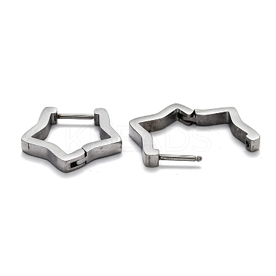 Tarnish Resistant 304 Stainless Steel Star Huggie Hoop Earrings STAS-J033-06P-1