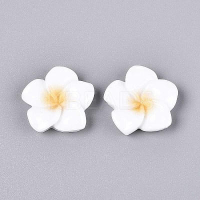 Plumeria Flower Opaque Resin Cabochons CRES-T025-30A-02-1