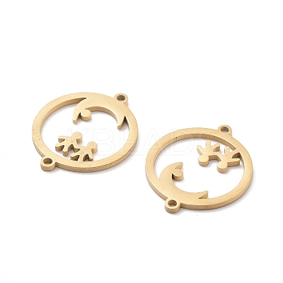 Ion Plating(IP) 304 Stainless Steel Hollow Connector Charms STAS-P332-09G-1