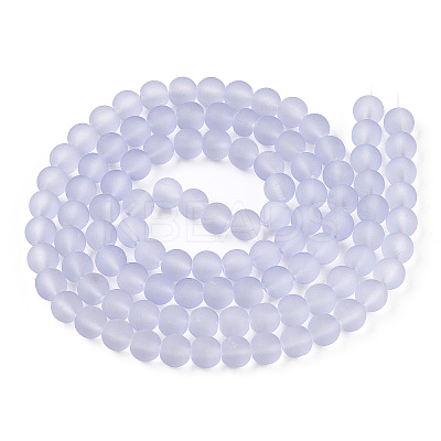 Baking Paint Lilac Frosted Round Transparent Glass Bead Strands X-GLAA-S031-8mm-25-1