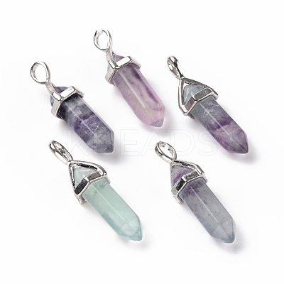 Natural Colorful Fluorite Pointed Pendants G-K329-68P-1