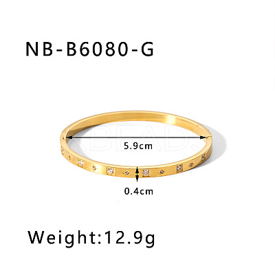 304 Stainless Steel Pave Cubic Zirconia Bangles FS-WG09E60-17-1
